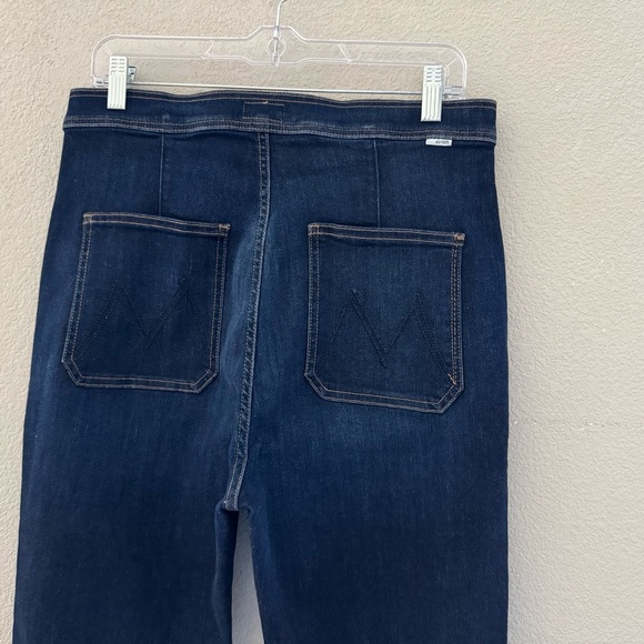 Mother Smokin Double Welt Heel Flare Jeans Retro Off Limits Dark Denim Blue 32 - Picture 12 of 14